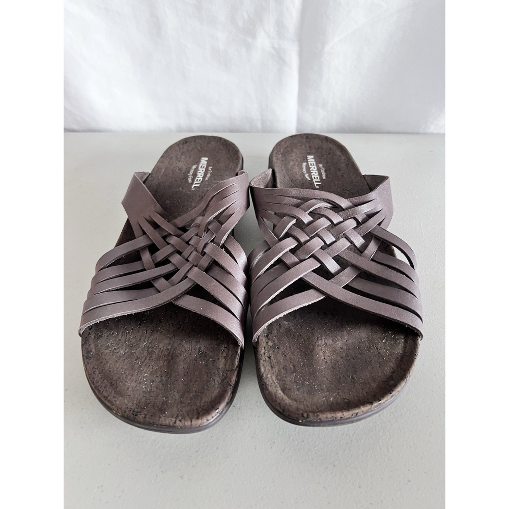 Merrell‎ Mahana Slide Sandals Falcon Dark Brown Memory Foam Womens Size 9